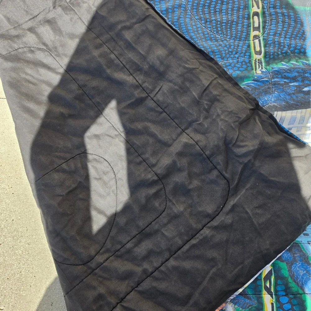 VINTAGE 1998 Godzilla Movie Promo Comforter Twin Full Blue Kaiju NYC 90s Bedding